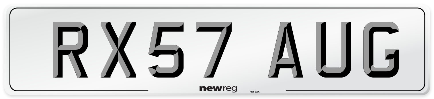 RX57 AUG Number Plate from New Reg